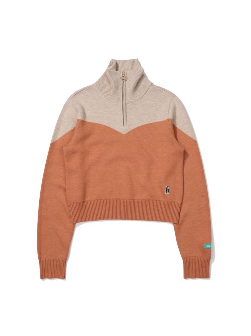 Свитер на молнии W Color Block_Camel
