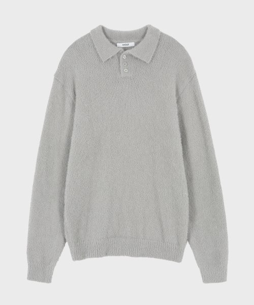 MUSINSA | ANOUZ Shaggy hair collar knit light gray