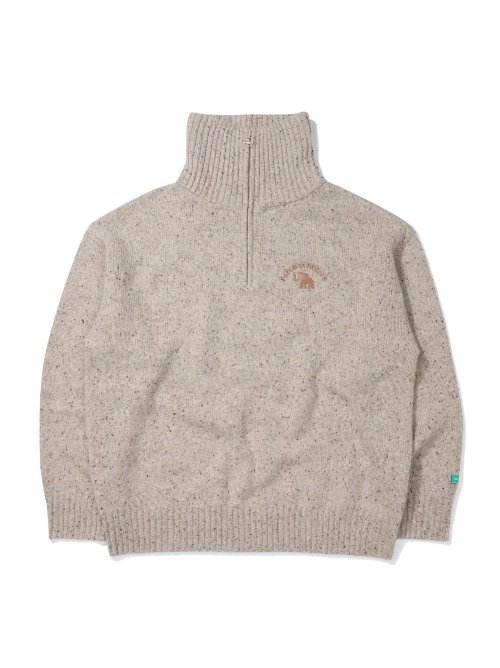 Микс-текстурный свитер с полумолнией Melange Beige