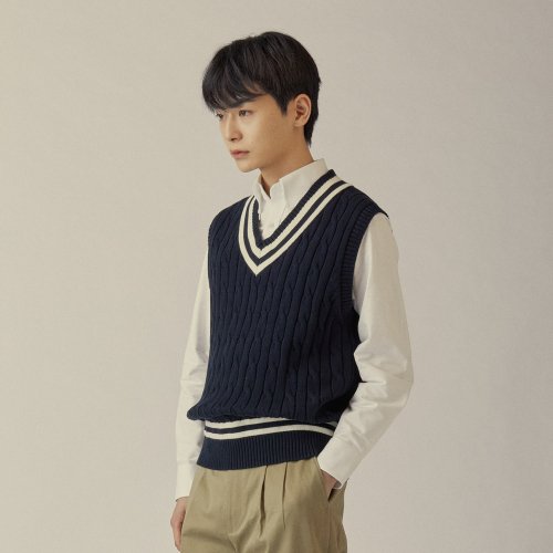 Жилетка Preppy с V-вырезом Navy