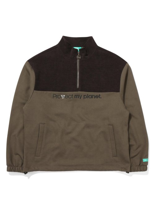 Вельветовый свитшот на молнии с начесом Khaki