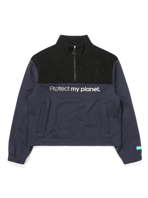 Свитшот на молнии с начесом Corduroy Slogan_Navy