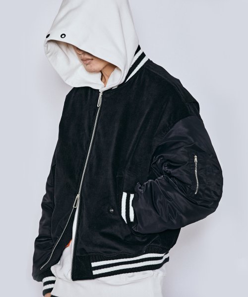 MUDSTONE VELVET MA-1 JACKET J08- BLACK