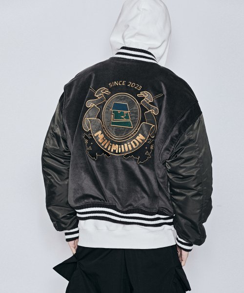 MUDSTONE VELVET MA-1 JACKET J08- DARK GREY