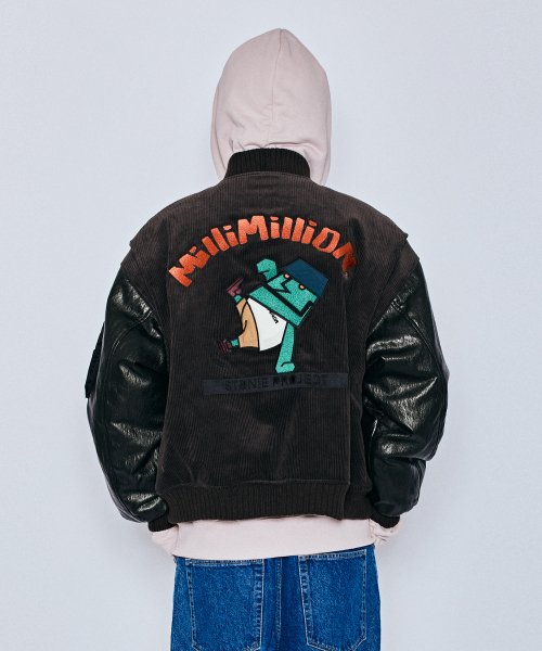 MUDSTONE CORDUROY MA-1 JACKET J07- DARK BROWN