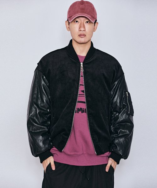 MUDSTONE CORDUROY MA-1 JACKET J07- BLACK