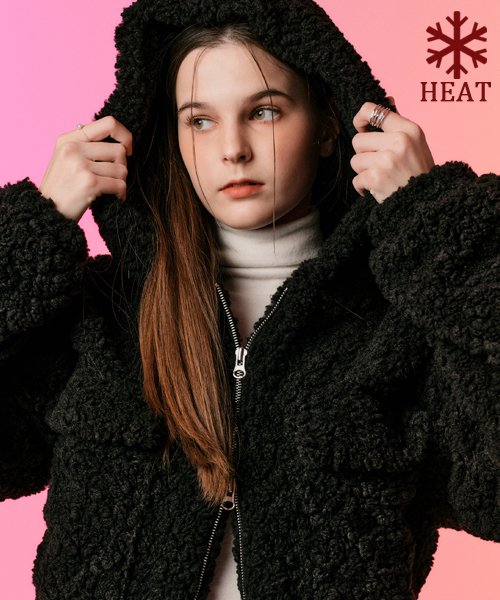 Худи на молнии Teddy Bear Cargo Black с эко-мехом
