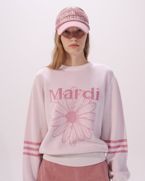 마르디 메크르디 악티프(MARDI MERCREDI ACTIF) METALLIC MARDI FLOWER KNIT PULLOVER_IVORY LIGHT PINK - 사이즈 & 후기 | 무신사