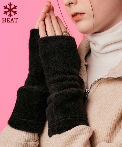 MUSINSA | KOLEAT [Fur ver.] Fleece knit hand warmer (BLACK) Fall
