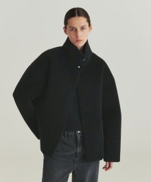 Reversible Shearling Oversized Leather Coat - Black
