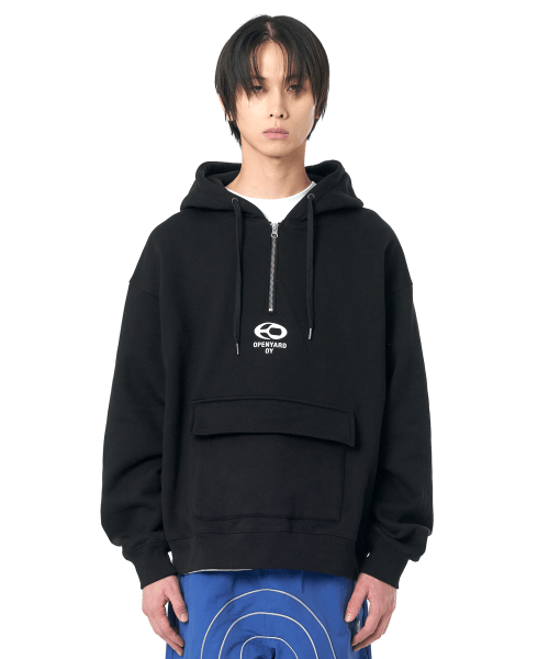 MUSINSA | OY SL HALF ZIPPER HOODIE-BLACK