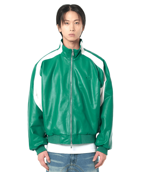 VEGAN LEATHER W.L.B.B JACKET-GREEN