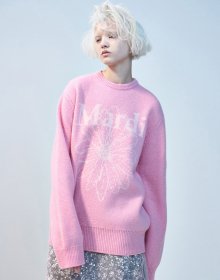 CASHMERE BLENDED PULLOVER FLOWERMARDI_PEONY PINK
