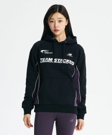NBN0D42933 / UNI TEAM STACKED 기모 컬러블록 후드티 OVER FIT (BLACK)