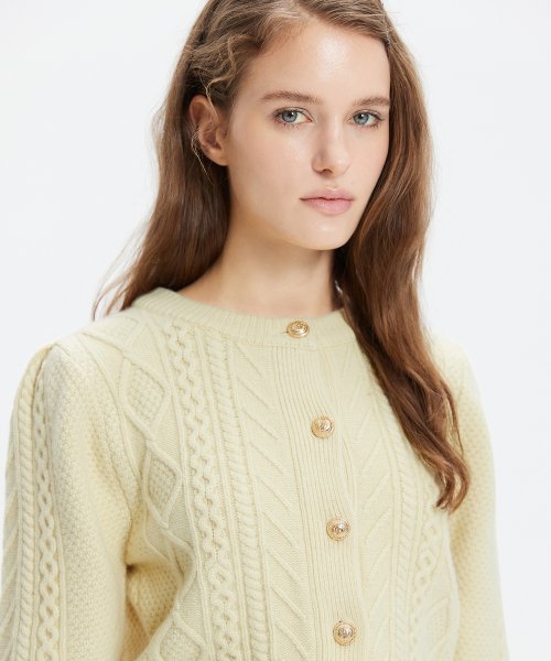CABLE KNIT CARDIGAN_YELLOW