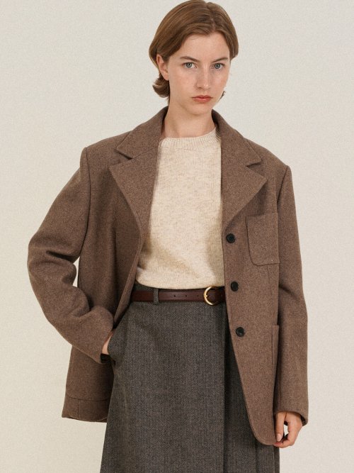 VERONIKA THREE BUTTON WOOL BLAZER JACKET_BG