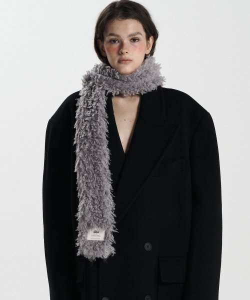 GRAY FLUFFY MUFFLER