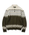 nordic jacquard button sweater olive