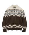 nordic jacquard button sweater brown