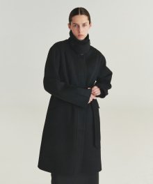 Handmade Angora Balmacaan Coat - Black
