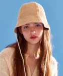 메리모티브(MERRYMOTIVE) Knitted ribbon string point bonnet hat (beige)