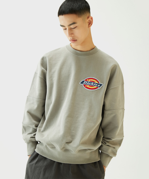 Свитшот с двойными локтями и культовым лого Grey
