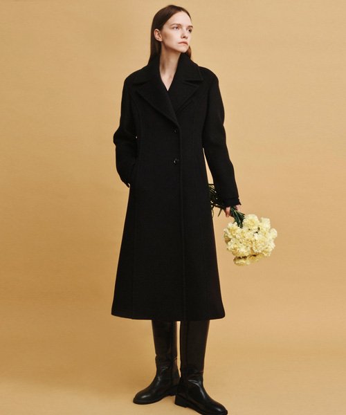 CASHMERE WOOL TAILORED COAT (BK)