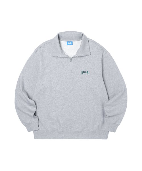 MUSINSA | UCLA Unisex UCLA arched logo half-zip sweatshirt [M-GREY 