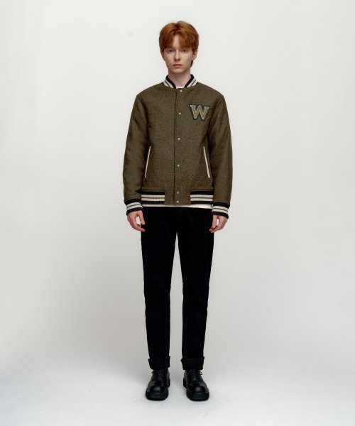 W нашивка бейсбольный жакет Khaki