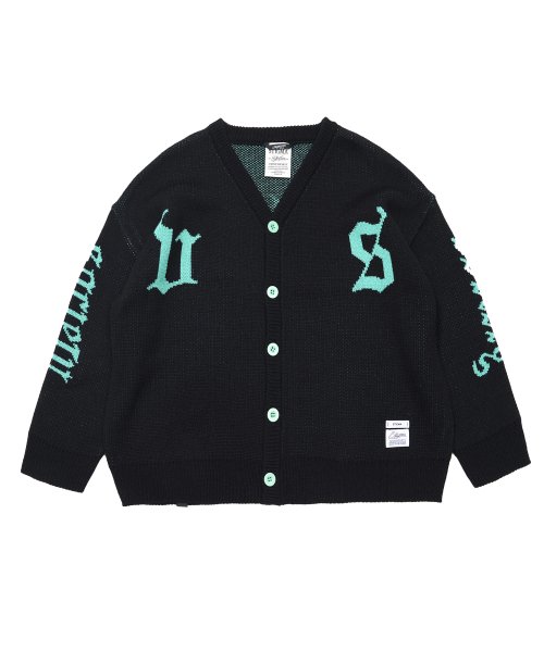 OLD LETTER OVERSIZED CARDIGAN BLACK