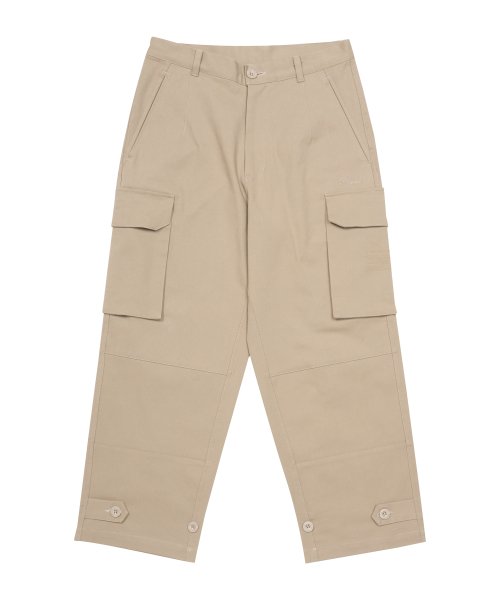 10s TWILL COTTON WIDE PARACHUTE PANTS BEIGE