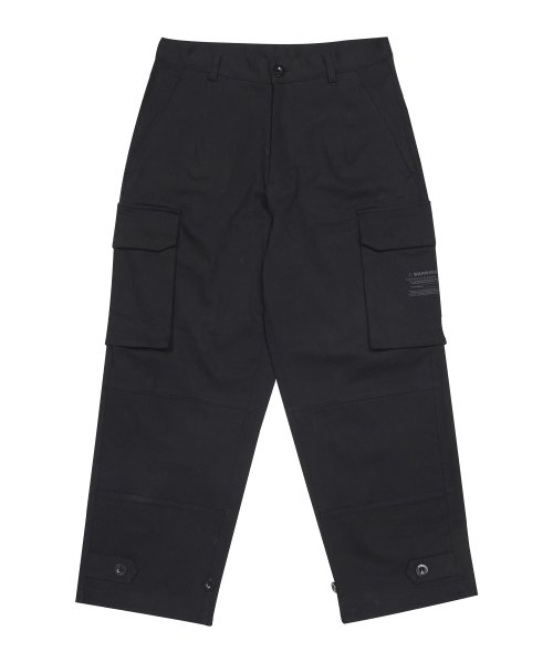 10s TWILL COTTON WIDE PARACHUTE PANTS BLACK