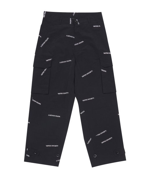 VATOS EMBROIDERY WIDE PARACHUTE PANTS BLACK