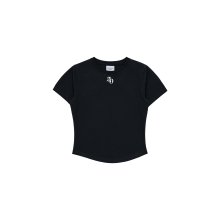 NEW SYMBOL LOGO ROUND CROP SHORT SLEEVE T-SHIRT BLACK