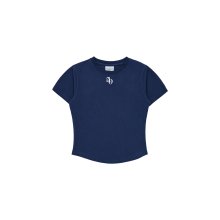 NEW SYMBOL LOGO ROUND CROP SHORT SLEEVE T-SHIRT NAVY