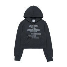 ADLV WORLD TOUR CROP HOODIE ZIP UP CHARCOAL