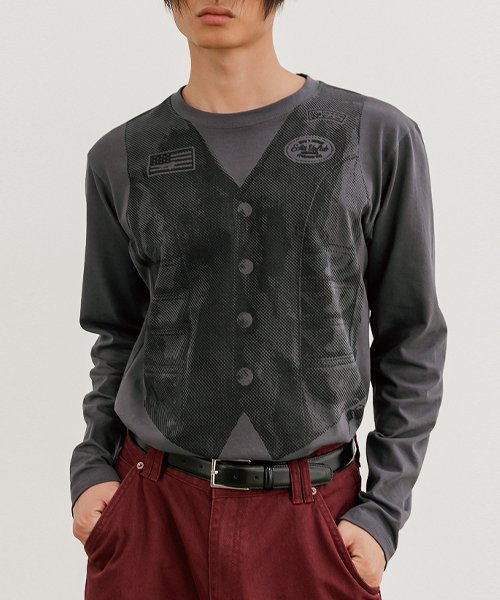 ★ESCSTUDIO★vest t-shirt(darkgray)★正規品/韓国直送料込 SAINT M×××××× - 【ラスト1点】[8月10日(土)10時発売!!] SM-YS1