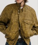 이에스씨 스튜디오(ESC STUDIO) (2온수누빔)08 leather biker jacket(mustard)