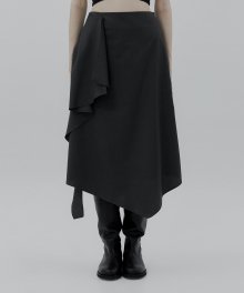Drape Long Skirt [ Charcoal ]
