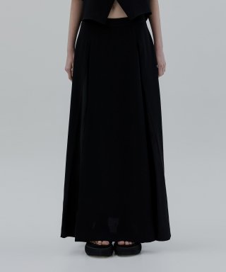 트리밍버드(TREEMINGBIRD) Gored Maxi Skirt [ Black ]
