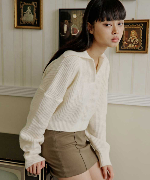 OVERFIT COLLAR KNIT TOP_T326TP125
