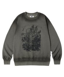 Spray Magnet Fishing Club Vintage Graphic Sweatshirt_Vintage khaki grey