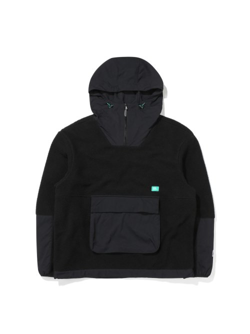 Флисовый анорак с тканевыми вставками Black