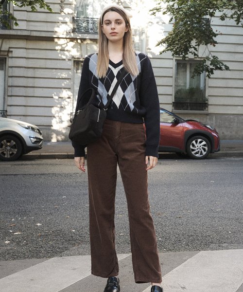 CORDUROY STRAIGHT PANTS_BROWN
