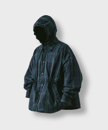 Detachable Hood Big Shirt Jacket - Check