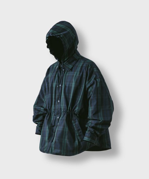 MUSINSA | ANGLAN Detachable Hood Big Shirt Jacket - Check