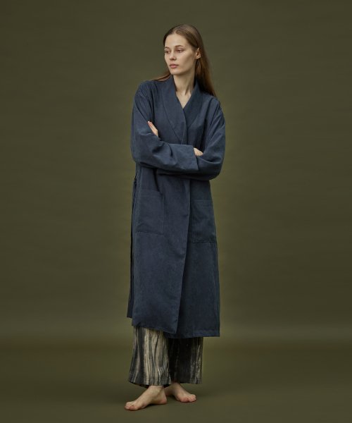 CLASSIC SUEDE LONG ROBE_navy (women)
