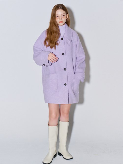 Полупальто букле в елочку из шерсти Lavender