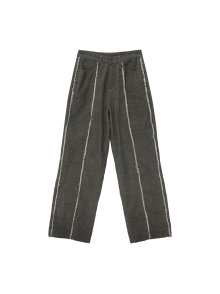 CORDUROY ROUGH CUT PANTS IN KHAKI GREY