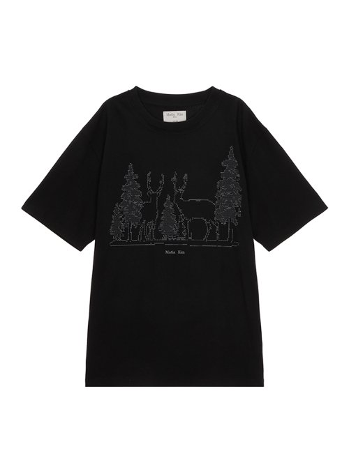 韓国 人気 MATIN KIM DEER GRAPHIC TOP-